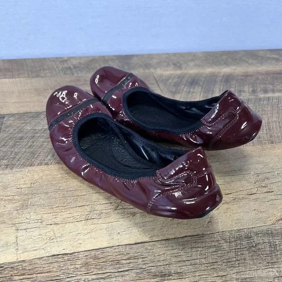 Prada Buffalo Dance Lux Ballet Flats Slip on Burgundy Red Size EU 37 (US 6.5) - Picture 2 of 9